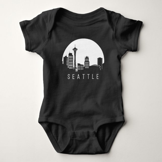 Body Para Bebê Skyline Cidade de Seattle (Frente)