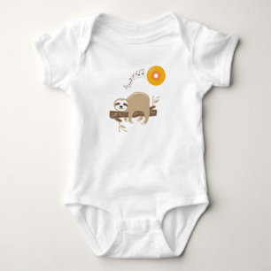 Body Para Bebê Sloth Dormindo no Music Vinyl Record Sun