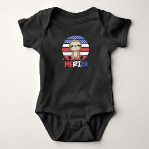 Body Para Bebê Sloth Funny Sloth 4 De Julho Americano