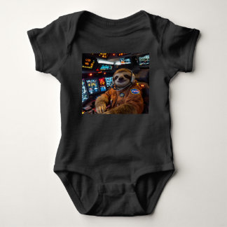 Body Para Bebê SlothComandante em roupa de mascar no espaço