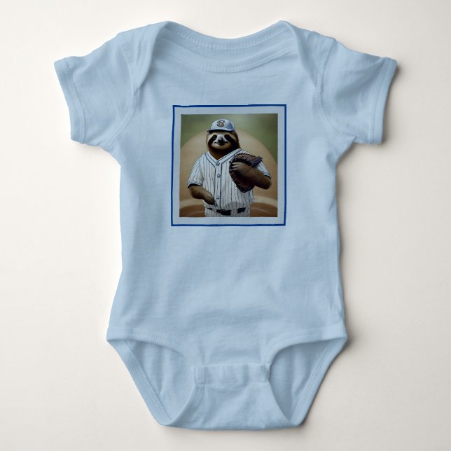 Body Para Bebê "Slugger Sloth: Devagar e Estável na Placa" (Frente)