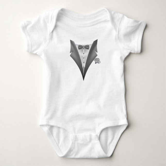 Body Para Bebê Smoking de Novidade Impressão Tux (Frente)