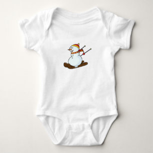 Body Para Bebê Snowman como Skier com Skis & Boné