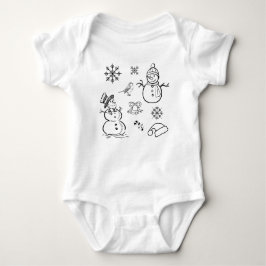 Body Para Bebê Snowman Engraçado Negro e Branco