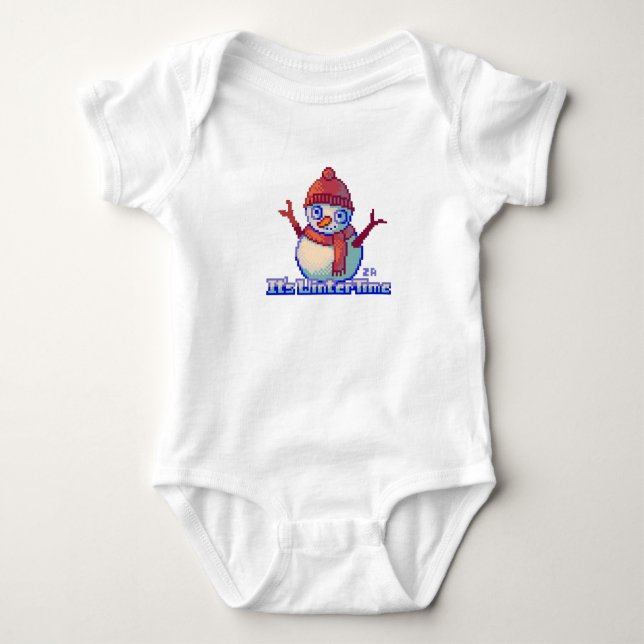 Body Para Bebê Snowman, Pixelart, Pixel Art, sneeuwman (Frente)