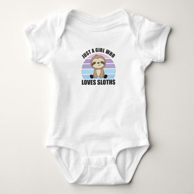 Body Para Bebê Só uma garota que ama os animais doces da Sloth (Frente)