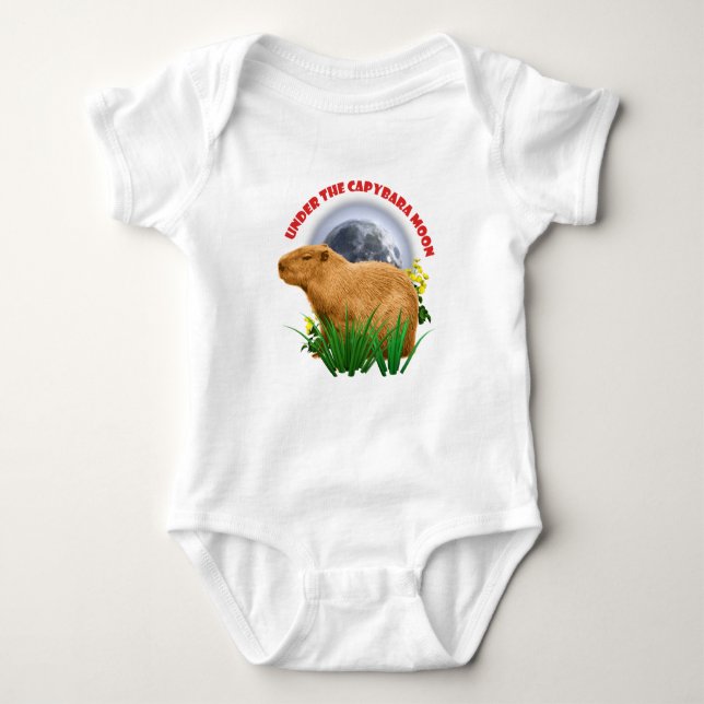 Body Para Bebê Sob a Lua do Capivara Animal Fofo (Frente)