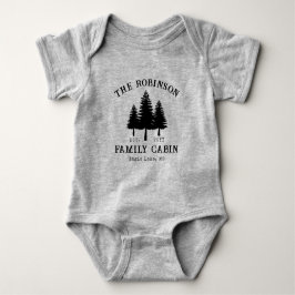 Body Para Bebê Sobrenome da Família Cabana Rústico País Árvores 