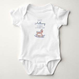 Body Para Bebê Sobrenome Personalizado Cavalo de Anúncio do Bebê