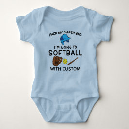 Body Para Bebê Softball de Fralda com softball personalizado - So