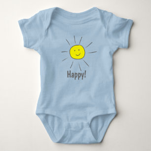 Body Para Bebê Sol Amarelo Feliz com Smiley face -