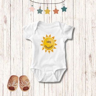 Body Para Bebê Sol Amarelo Monograma de Unisex Adorável e Cujo