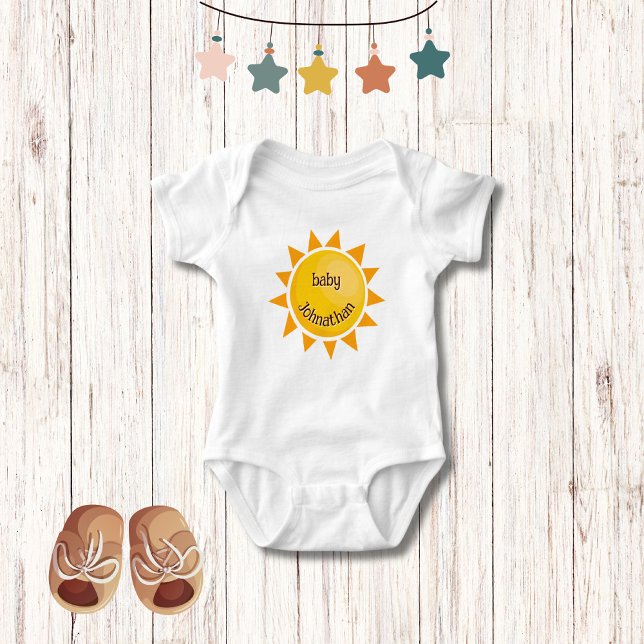 Body Para Bebê Sol Amarelo | Monograma de Unisex Adorável e Cujo  (Criador carregado)