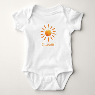 Body Para Bebê Sol Boho Sol Personalizado Fofo Amarelo Laranja