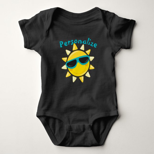 Body Para Bebê Sol de Bebê Cachorro em Óculos Solares Personaliza (Frente)