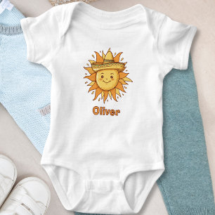Body Para Bebê Sol Sorridente com Sombrero - Doodle de Festa Enso