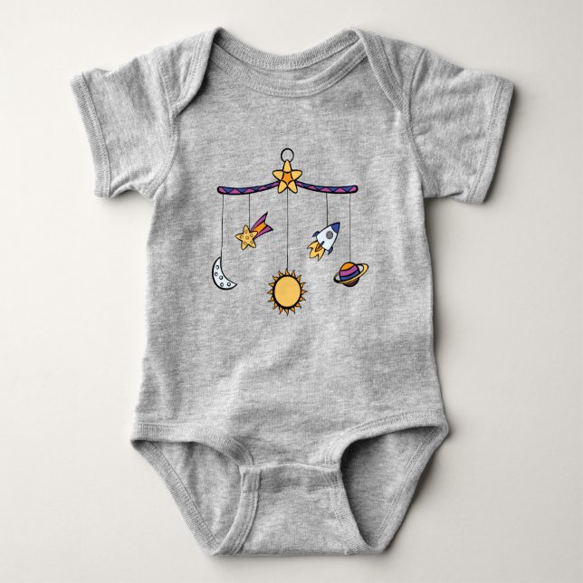 Body Para Bebê Sonhos de roupa de bebê móvel espacial (Frente)