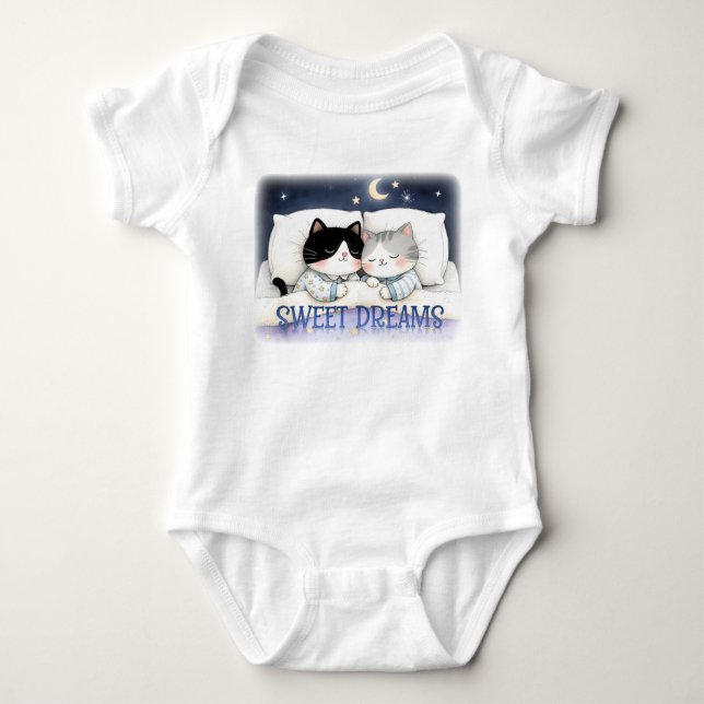 Body Para Bebê Sonhos Doces Gato Dormindo (Frente)