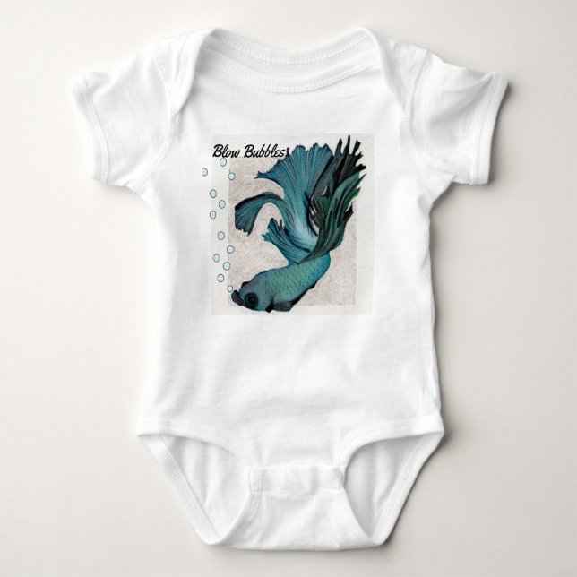 Body Para Bebê Soprar Bolhas Gerber Baby Onsie Peixe Betta (Frente)