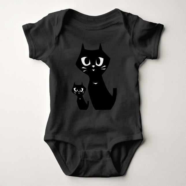 Body Para Bebê Sorriso de Gatos Pretos (Frente)