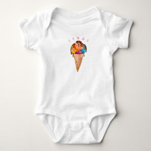 Body Para Bebê Sorvete colorido em um cone crocante