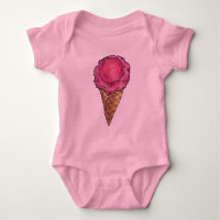 Sorvete de Morango Rosa Waffle Cone Foodie