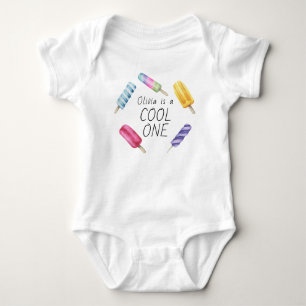 Body Para Bebê Sorvete de Picolé de Verão em Aquarela Aniversário