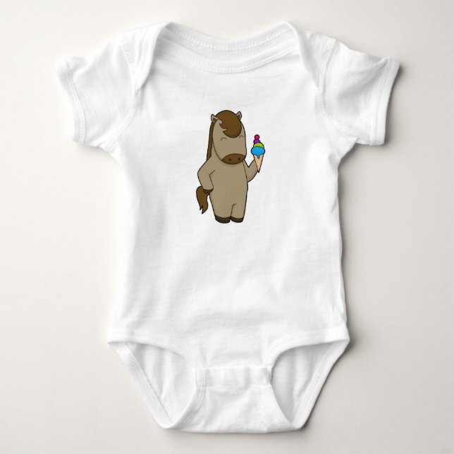 Body Para Bebê Sorvete de waffle de cavalo (Frente)