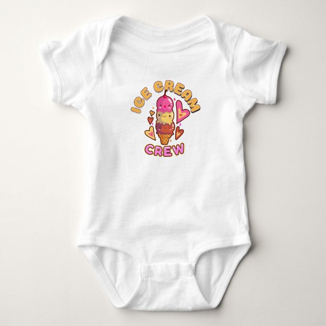 Body Para Bebê Sorvete Feliz com a Equipe (Frente)