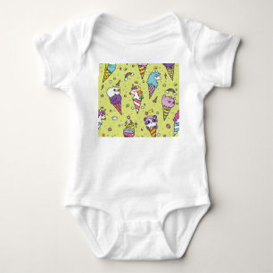 Body Para Bebê Sorvete pop Cute: Padrão Animal