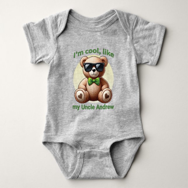 Body Para Bebê Sou Legal Teddy Bear com Arco Verde Personalizável (Frente)