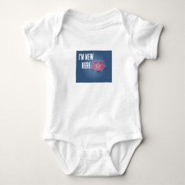 Body Para Bebê Sou Novo Aqui Flor Rosa Água Azul Infantil Floral