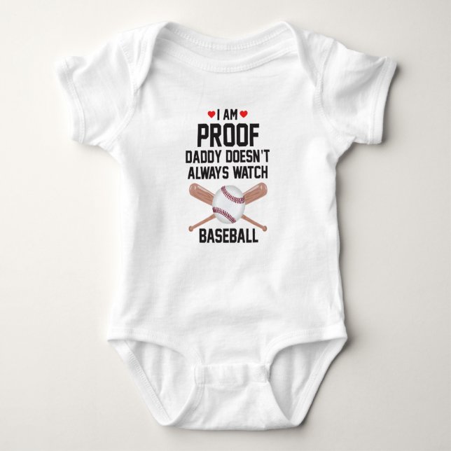 Body Para Bebê Sou Prova de Pai Nem Sempre Assiste Baseball (Frente)