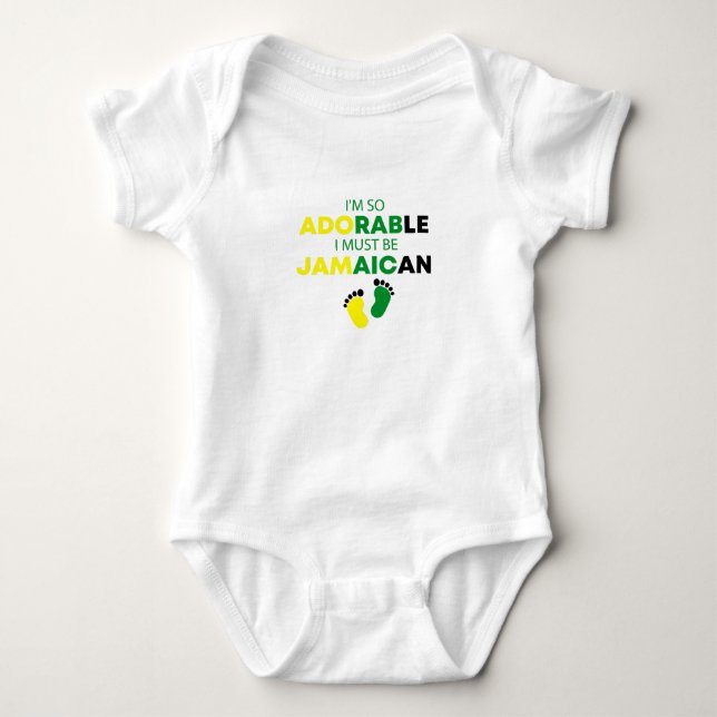 Body Para Bebê Sou tão adorável, devo ser jamaicano Engraçado jam (Frente)