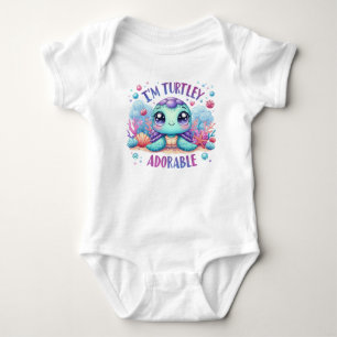 Body Para Bebê "Sou Turtley Adorable" Bebê Jersey Bodyfato