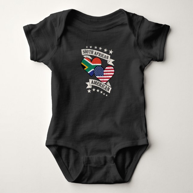 Body Para Bebê South African American Heart Flags South Africa Am (Frente)