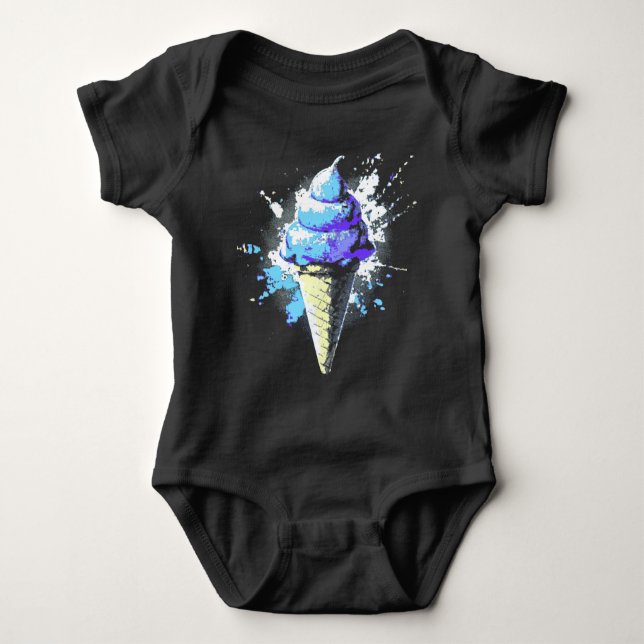 Body Para Bebê Splatter do Sorvete de Abstrato (Frente)
