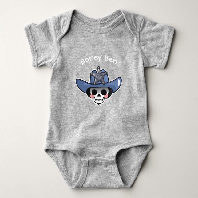 Body Para Bebê Spooky Boy Halloween, Skeleton Cowboy Bodysuit (Frente)