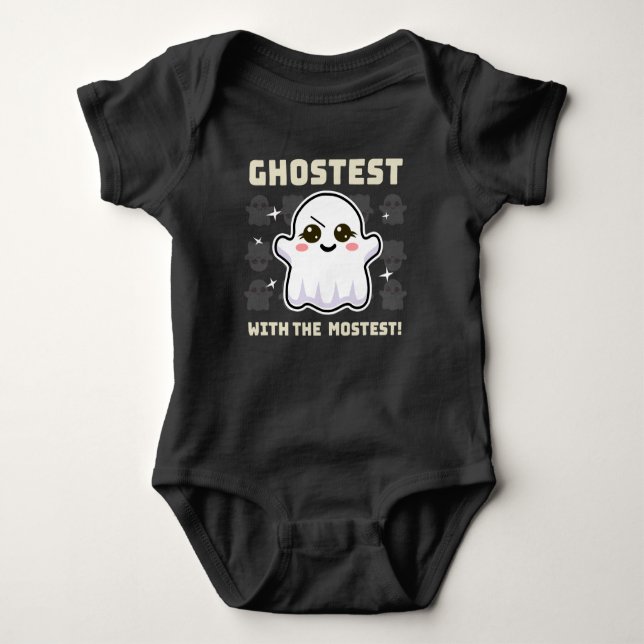 Body Para Bebê Spooky Kawaii Ghost Halloween Baby. Roupa (Frente)
