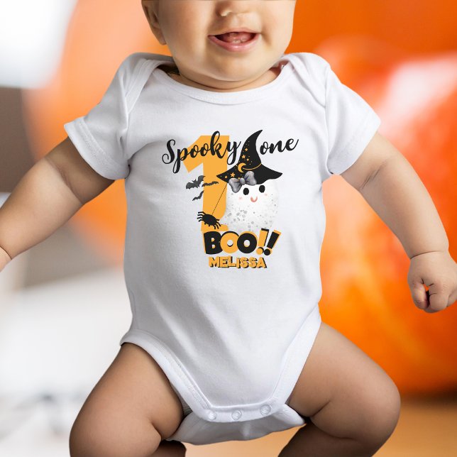 Body Para Bebê Spooky One Cute First Halloween Birthday  (Criador carregado)