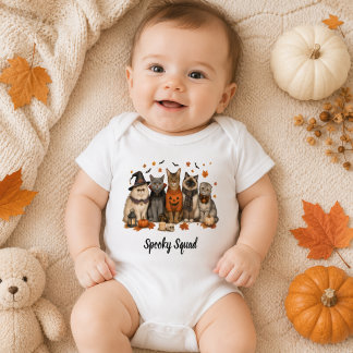 Body Para Bebê Spooky Squad Halloween Cats Illustration