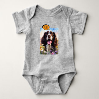 Body Para Bebê Springer Spaniel Alegre em Aquarela