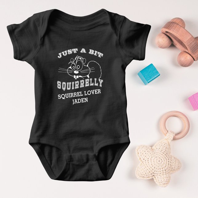Body Para Bebê Squirrel Love Squirrelly White Art Add Name (Squirrel Love Squirrelly White Art Add Name Baby Bodysuit)