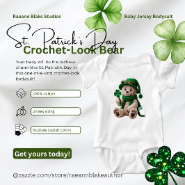 Body Para Bebê St. Patrick's Day Crochet-Look Bear 