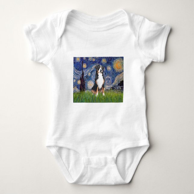 Body Para Bebê Starry Night-Greater Swiss Mountain Dog (Frente)