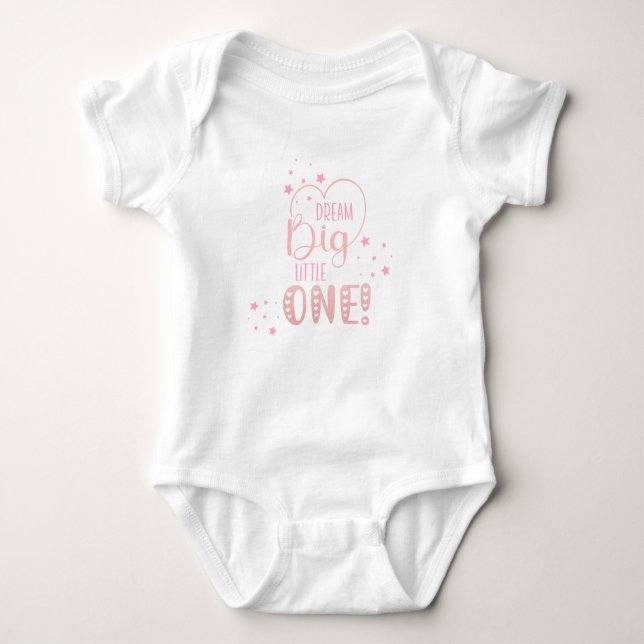 Body Para Bebê Starry Pink Dream Big Little One Heart Baby Girl (Frente)