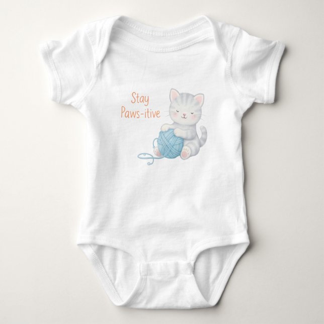 Body Para Bebê Stay Paws-itive Baby Bodysuit – Cute Kitten Nurser (Frente)