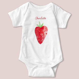 Body Para Bebê Strawberry Watercolor Personalizada