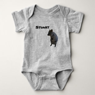 Body Para Bebê Stuart Nome Com Quokka Australiano, Bodysuit de Be