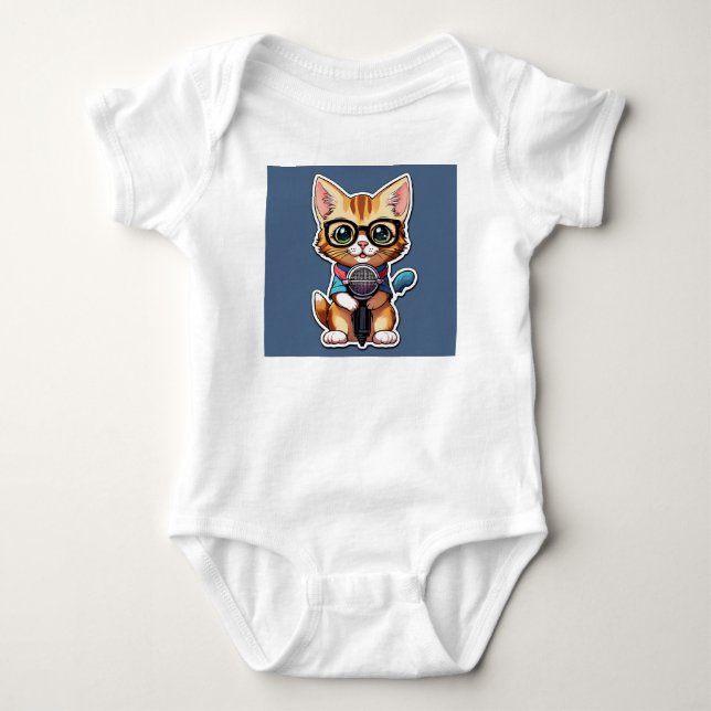 Body Para Bebê "Suavidade de Neve: Gato Branco Cutie Tee 🍼 🐱" (Frente)